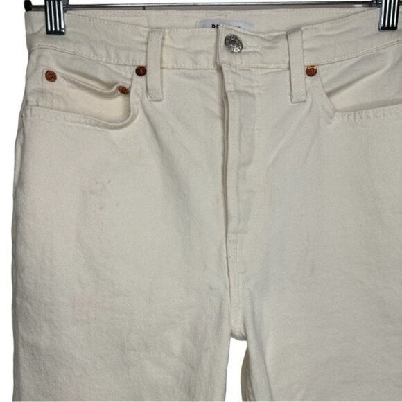 RE/DONE 90’s Originals High Waist Ankle Crop Jeans Vintage White Size 27 - Picture 6 of 16